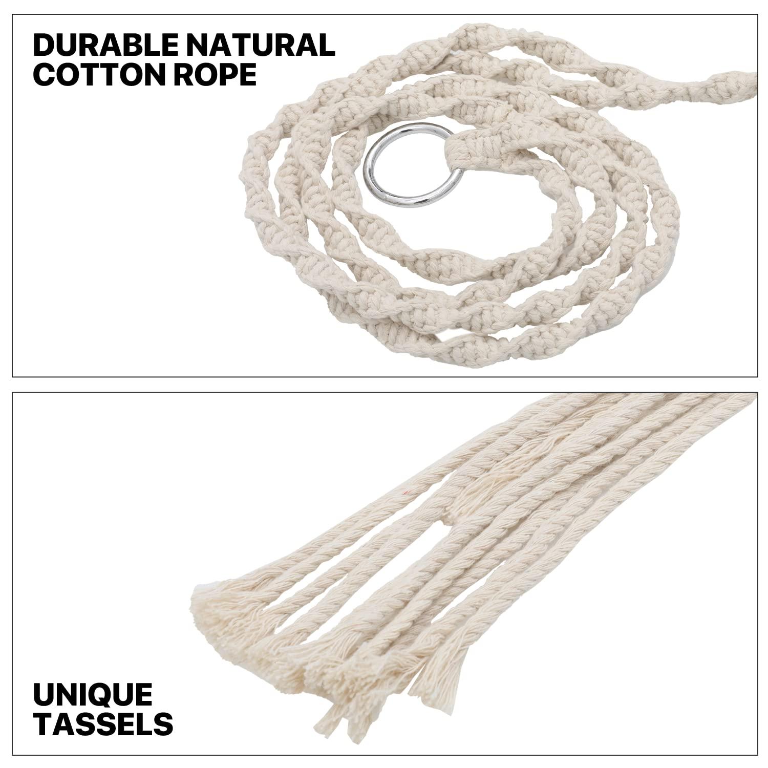 MoNiBloom Wooden Swing, Outdoor Flat Bench Seat with Metal Ring, Tree Swing with 350lbs Load for Adult Kids Garden Yard Indoor Outdoor, Beige