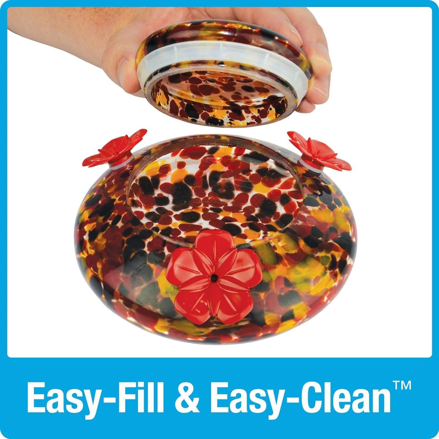 Mason Jar Blue Glass Top Fill Hummingbird Glass Feeder 16 oz.