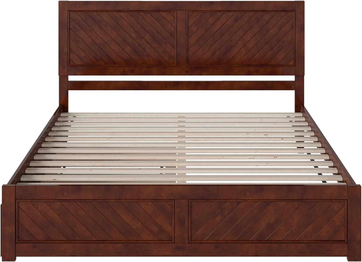 AFI Canyon Walnut Solid Wood Platform Bed with Matching Footboard & Twin-XL Trundle, King