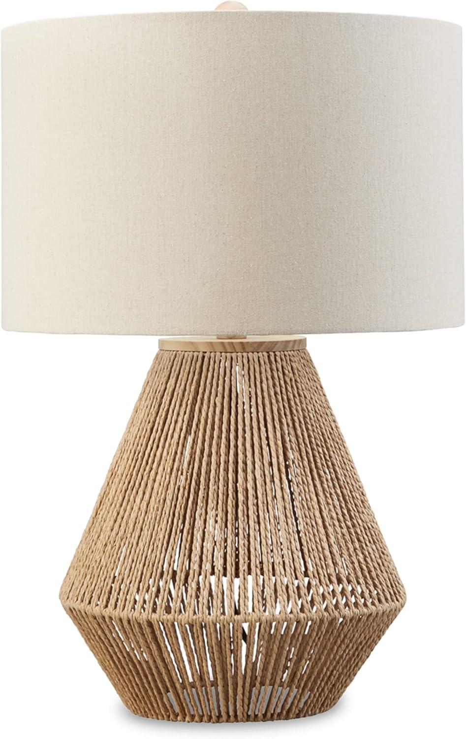 Signature Design by Ashley Clayman Table Lamp  Natural/Beige : Bohemian Style, 3-Way Lighting, UL Listed