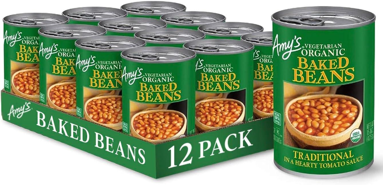 Amy's Organic Baked Beans Canned, Traditional, Vegan Gluten Free, Vegetarian, 15.4 Oz (12 Pack)