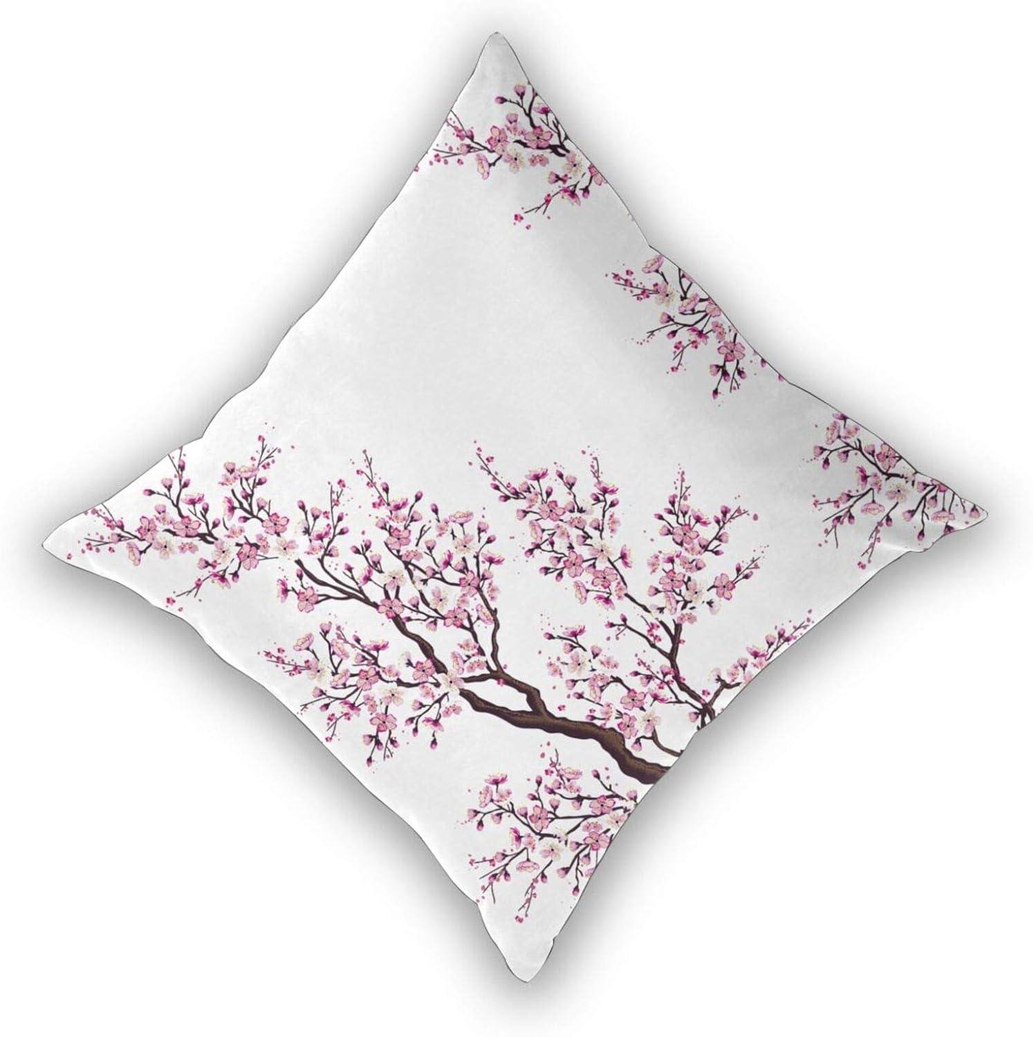 Japanese Cherry Blossom Floral Cotton Polyester Euro Pillowcase Set