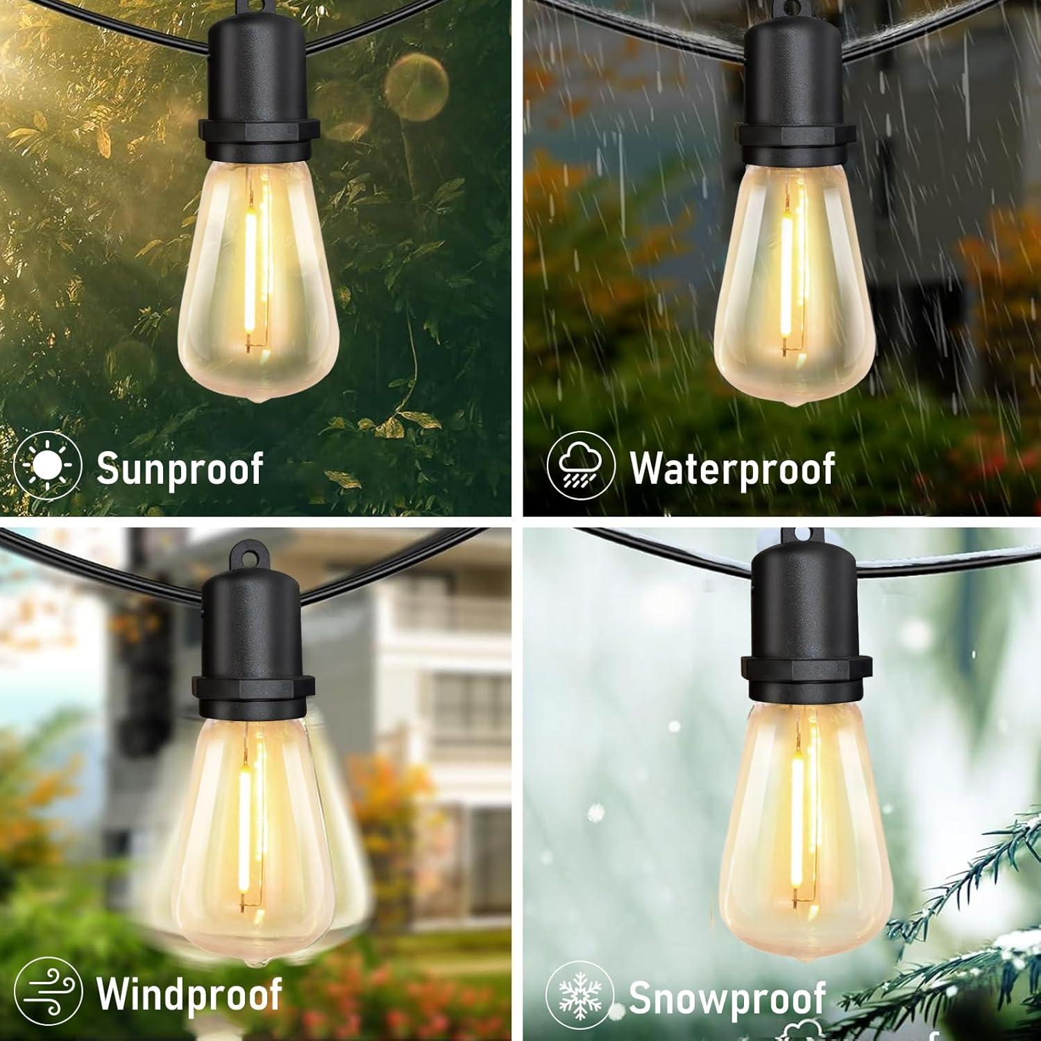 Arlmont & Co. Arlmont & Co. LED Outdoor String Lights 100FT Patio Lights With 52 Shatterproof ST38 Vintage Edison Bulbs