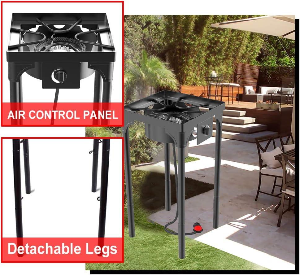 Kapas Outdoor & Indoor Portable Propane Stove, Single Burners with Gas Premium Hose, Detachable Legs for Backyard Kitchen, Camping Grill, Hiking Cooking, Outdoor Recreation