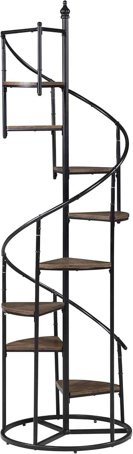 8-shelf Staircase Bookcase Rustic Brown and Black