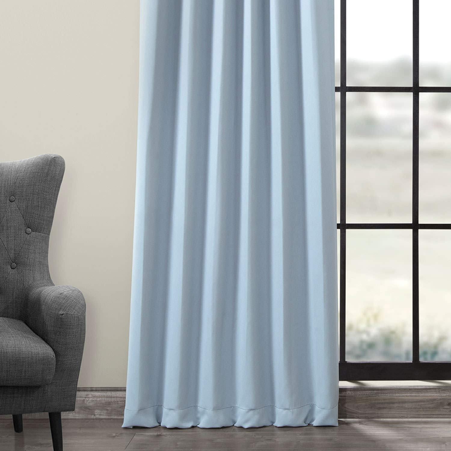 Frosted Blue Blackout Room Darkening Curtain (1 Panel), Frosted Blue, 50W X 108L