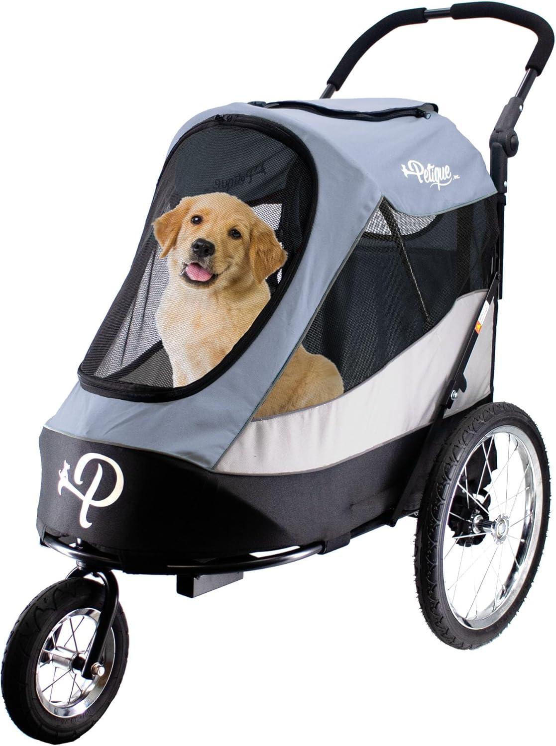 Trailblazer Pet Jogger/Stroller, Bike Trailer, Shock Absorbing Bike Wheels, Large Entry Way, Peek-a-Boo Window, Small/Medium/Large Dogs, Cats and Pets, Supports up to 77LBS  - Space Gray