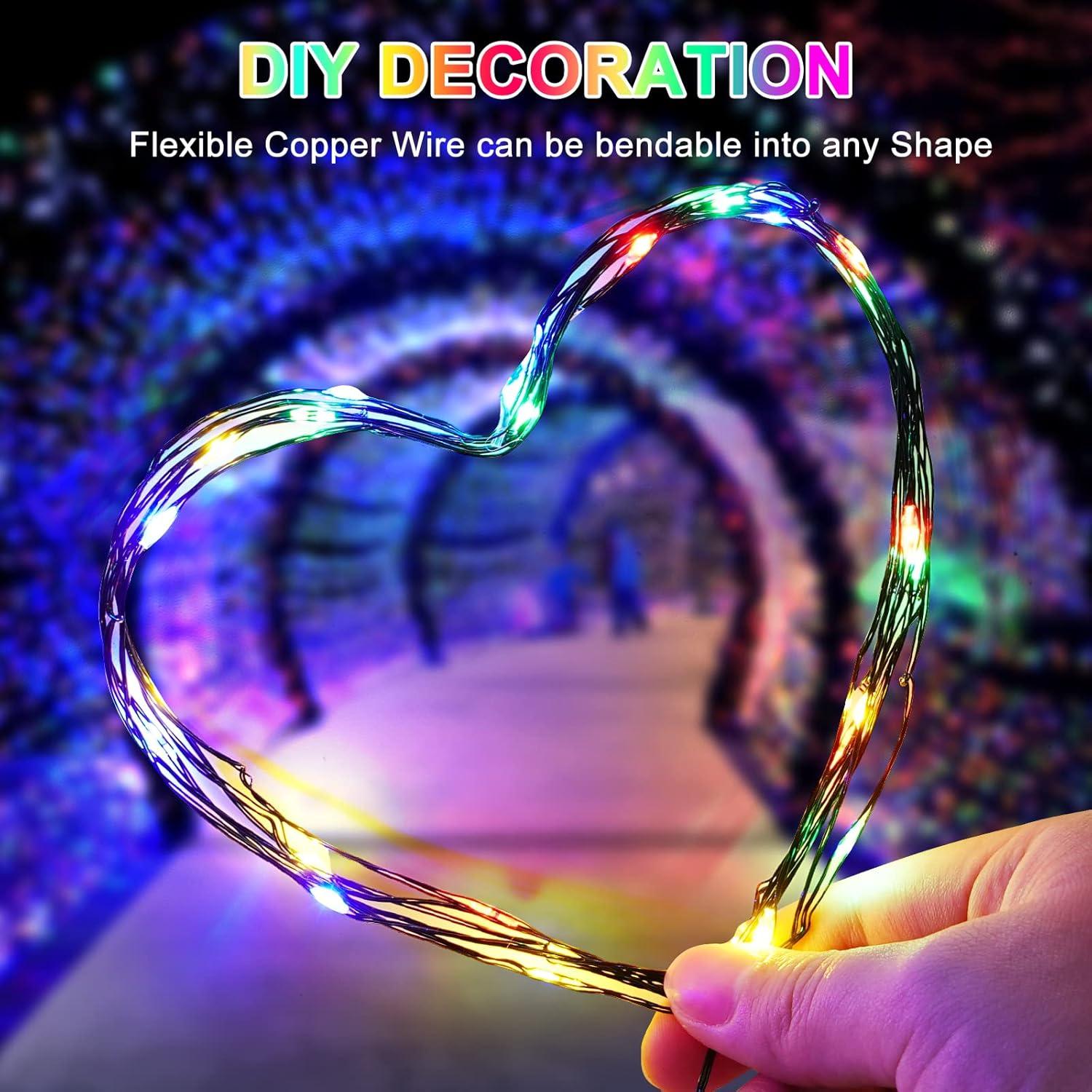Decute 500LED 164FT Christmas Tree String Lights Green Wire Dimmable with Remote Control, UL Listed Plug in Fairy Starry Lights Decorative for Christmas Tree Party Wedding Indoor Outdoor Warm White