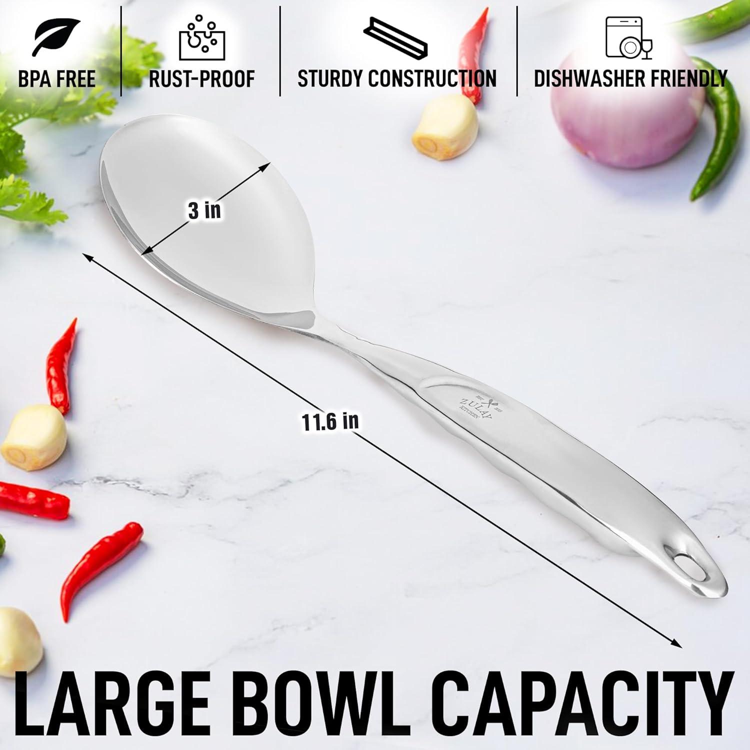 Large Stainless Steel Serving Spoon with Ergonomic Handle