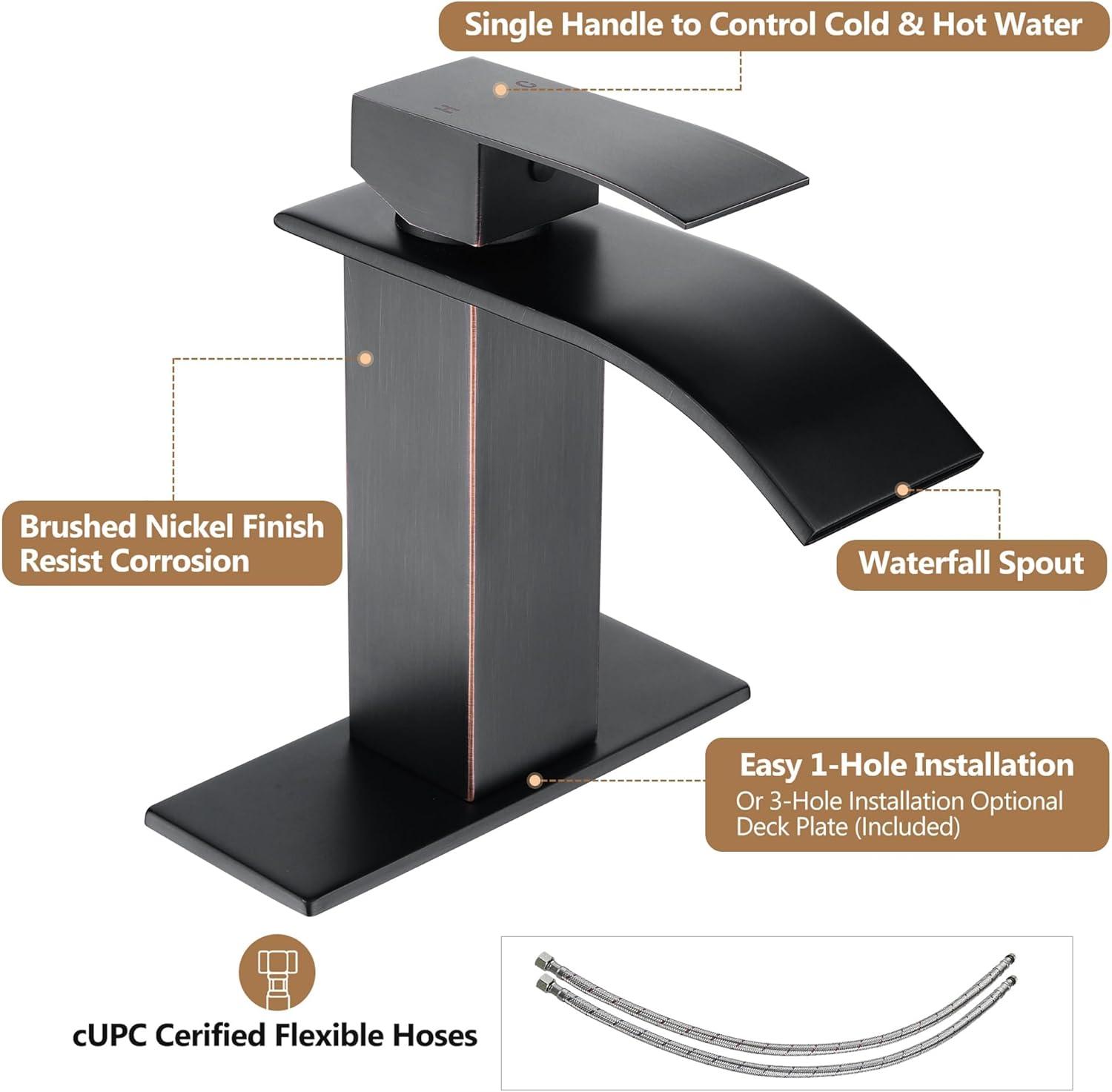 Oil Rubbed Bronze Single Handle Waterfall Bathroom Faucet