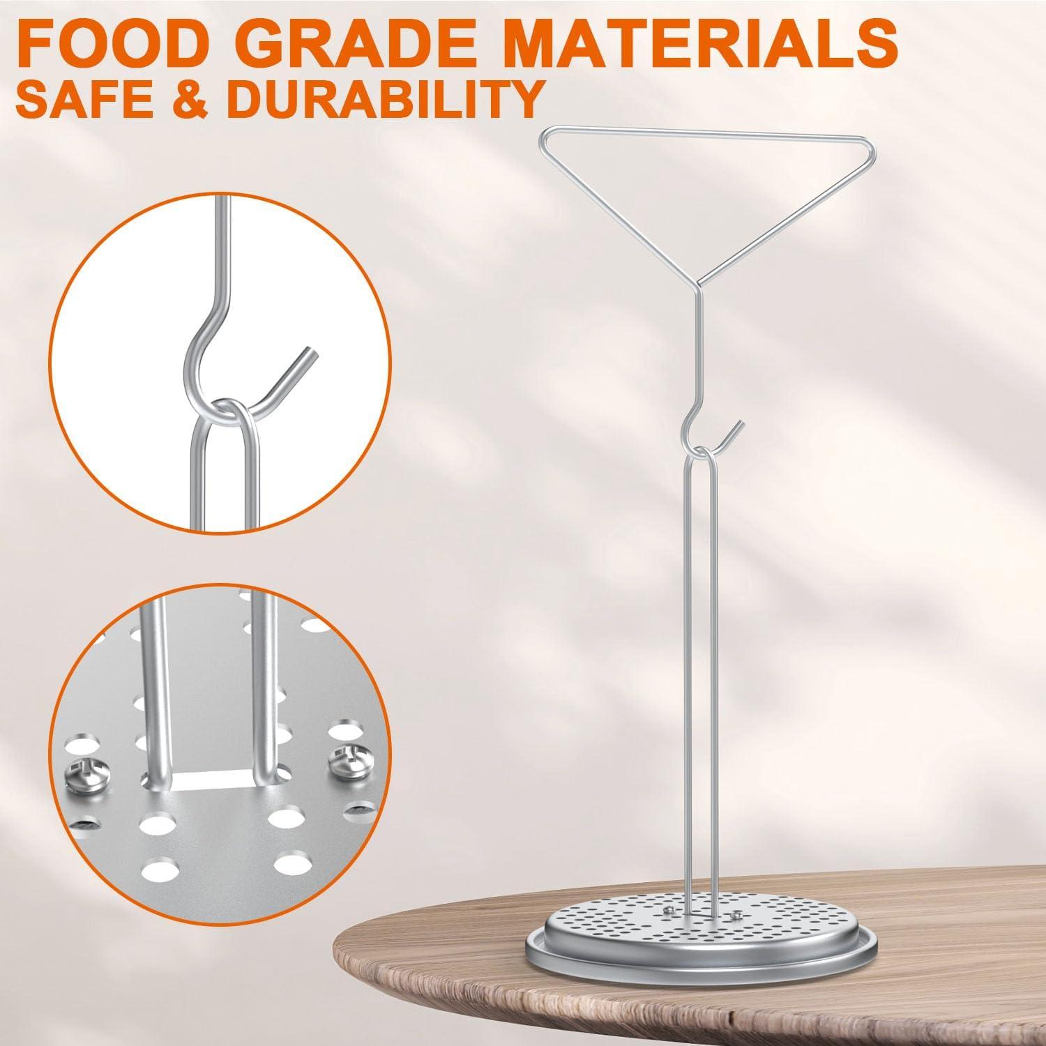 DELSbbq Turkey Fryer Stand Kit Wire Handle Lifter Hook, Perforated Turkey Fryer Hook and Stand Set Turkey Chicken Fryer Accessory Kit with for Poultry Deep Frying Pot