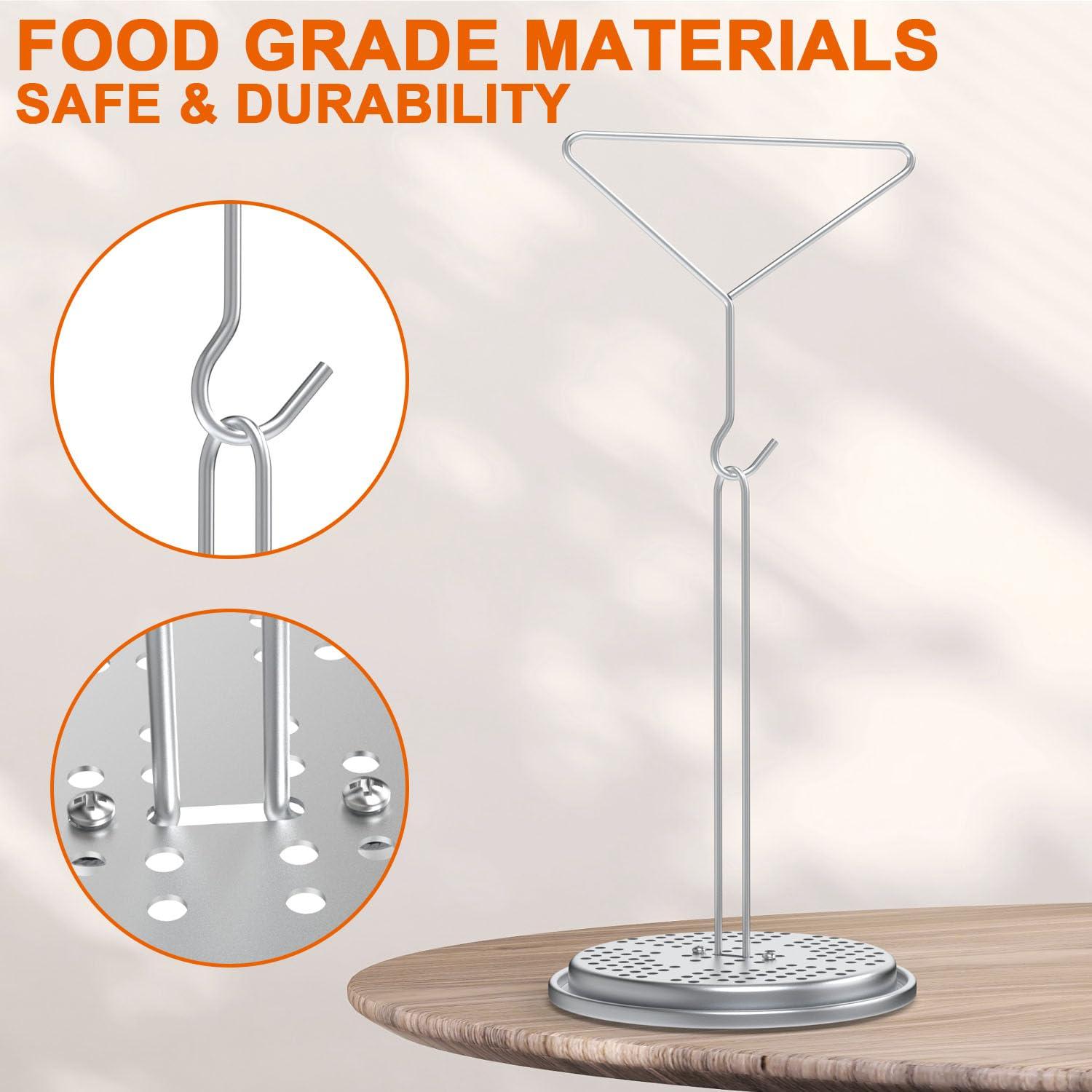 DELSbbq Turkey Fryer Stand Kit Wire Handle Lifter Hook, Perforated Turkey Fryer Hook and Stand Set Turkey Chicken Fryer Accessory Kit with for Poultry Deep Frying Pot