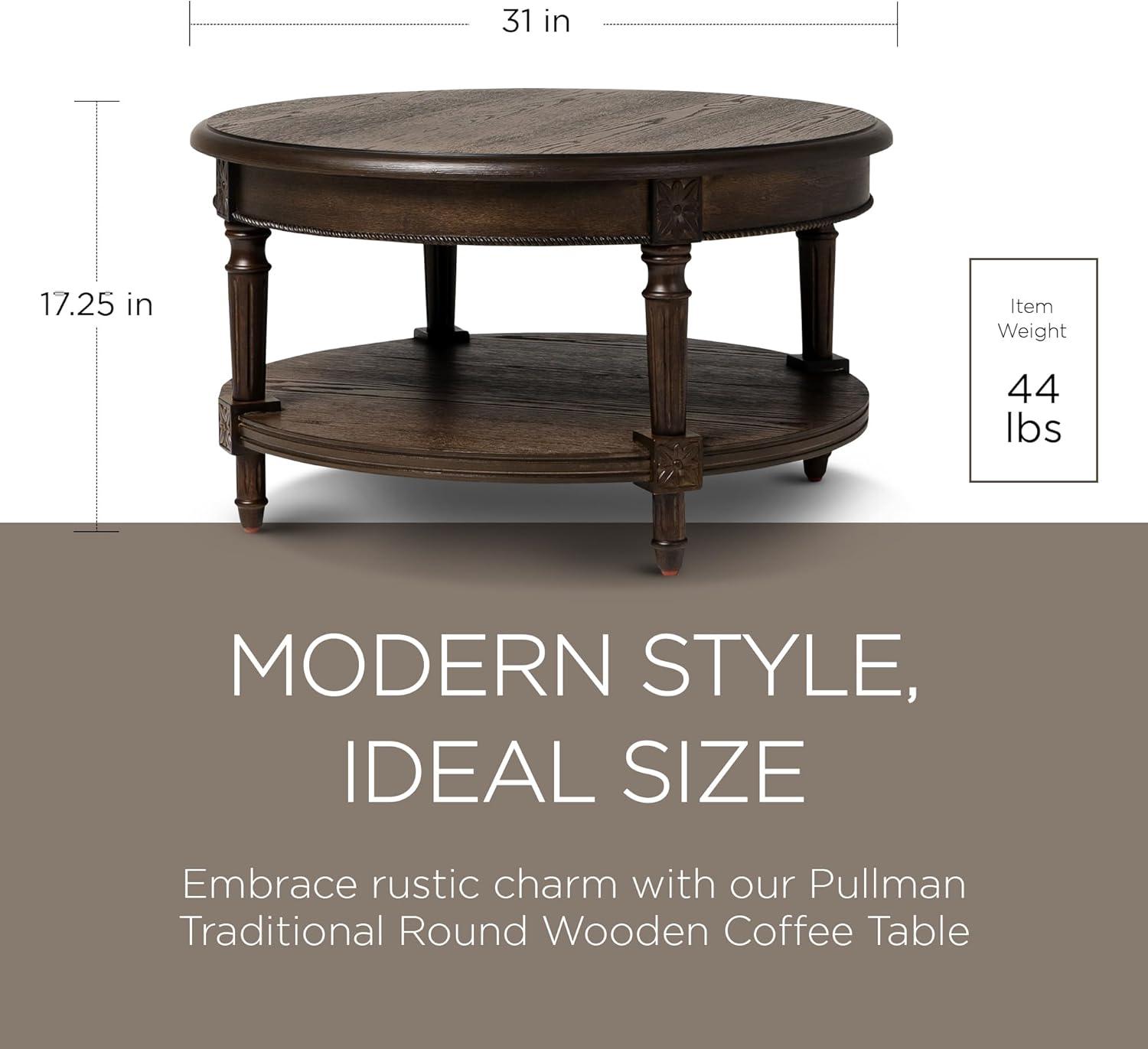 Maven Lane Pullman Round Wooden Coffee Table