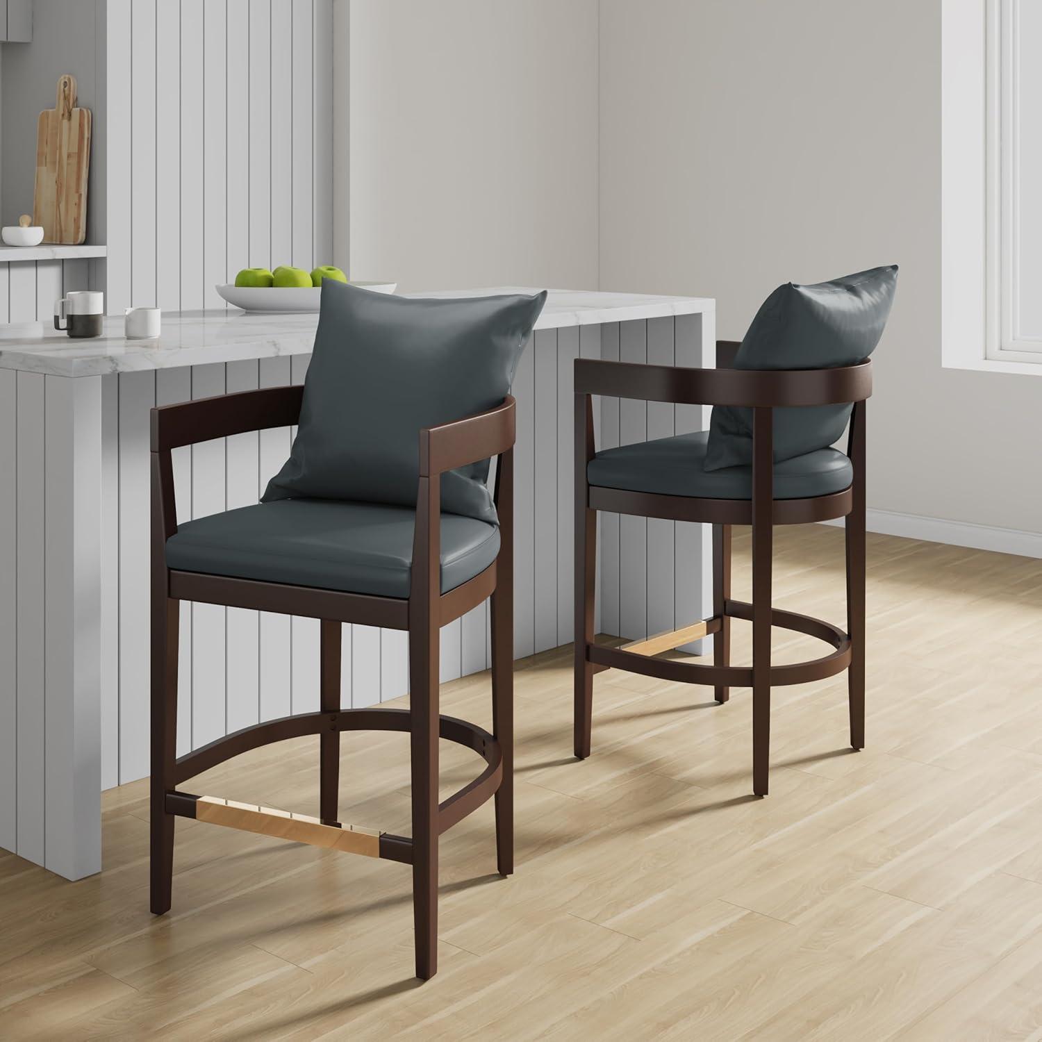 Ritz Beech Wood Counter Height Barstool Gray - Manhattan Comfort