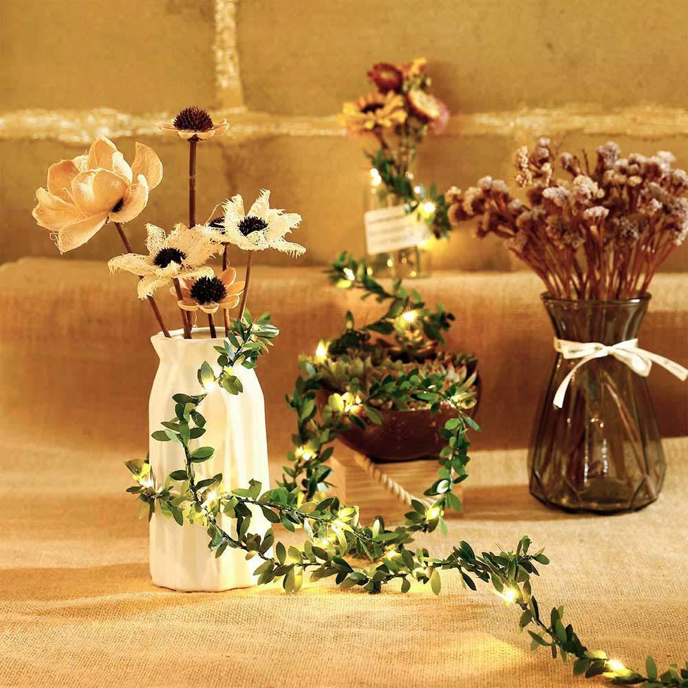 Kitstar 100LEDs USB Plug in Warm White Tiny Leaf Green Garland Fairy Light for Wedding Party Christmas Holiday New Year Garden Décor 33ft, Indoor, UL588 Approved C65