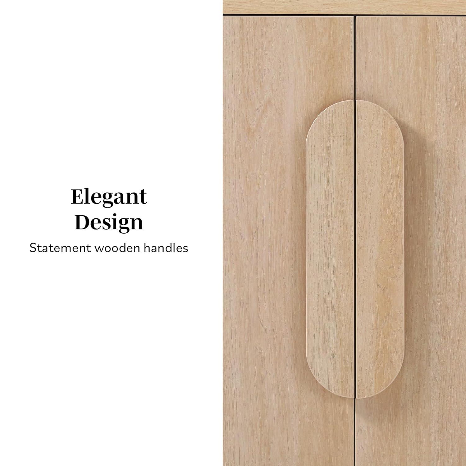 Walker Edison Modern 64" Sideboard with Rounded Edges, Coastal Oak