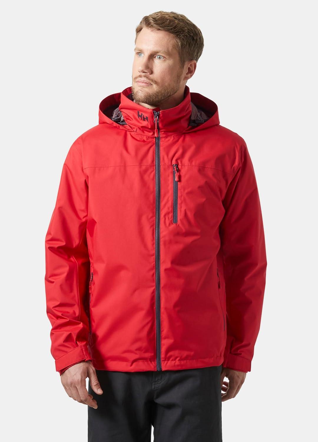 Large Red Waterproof Hooded Polyester Fleece Rain Jacket
