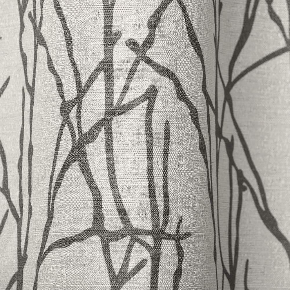 Set of 2 96"x54" Branches Linen Blend Grommet Top Window Curtain Panel Dark Gray - Exclusive Home: Light Filtering, Botanical Design