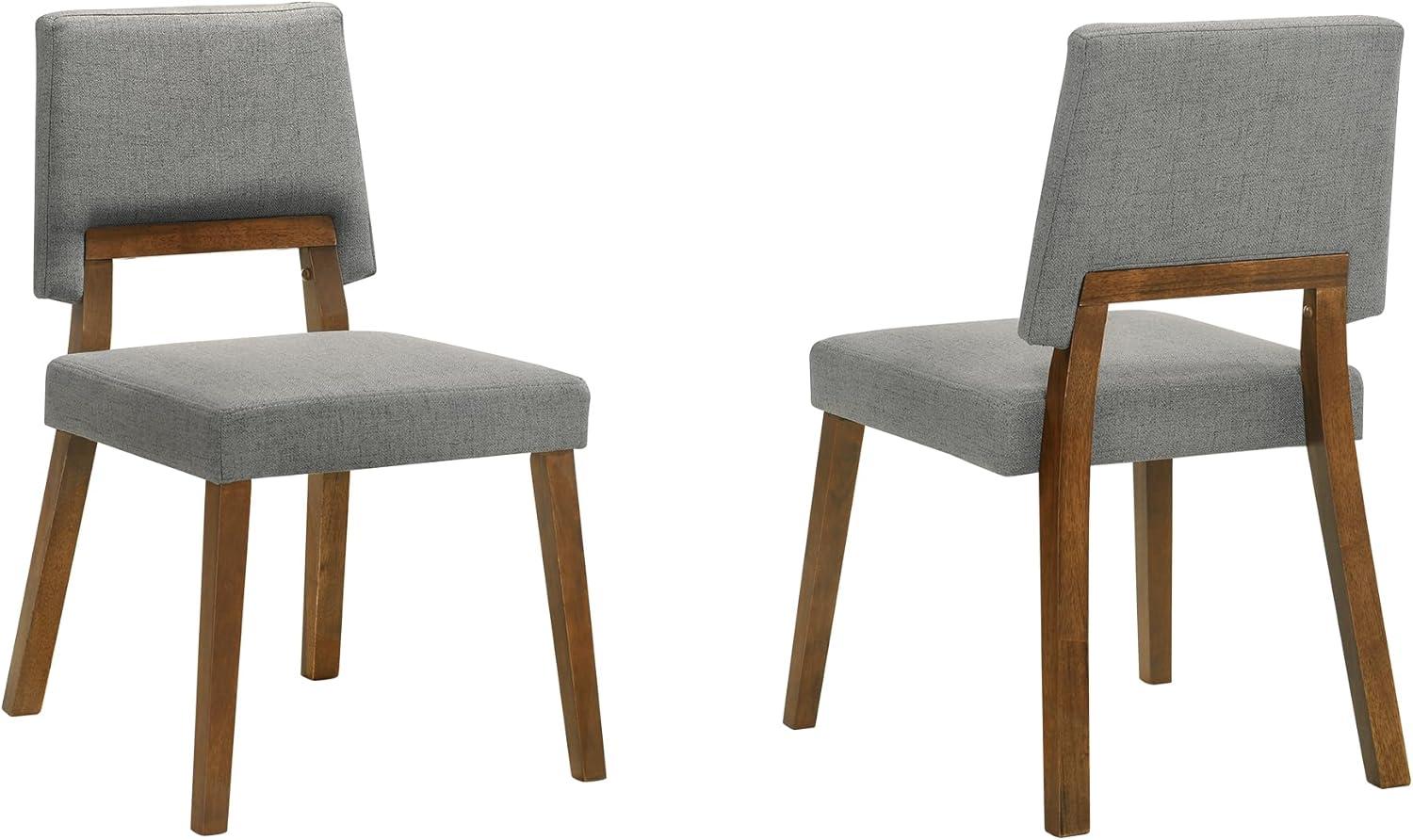 Channell Wood Dining Chair in Walnut Finish with Charcoal Fabric - Set of 2