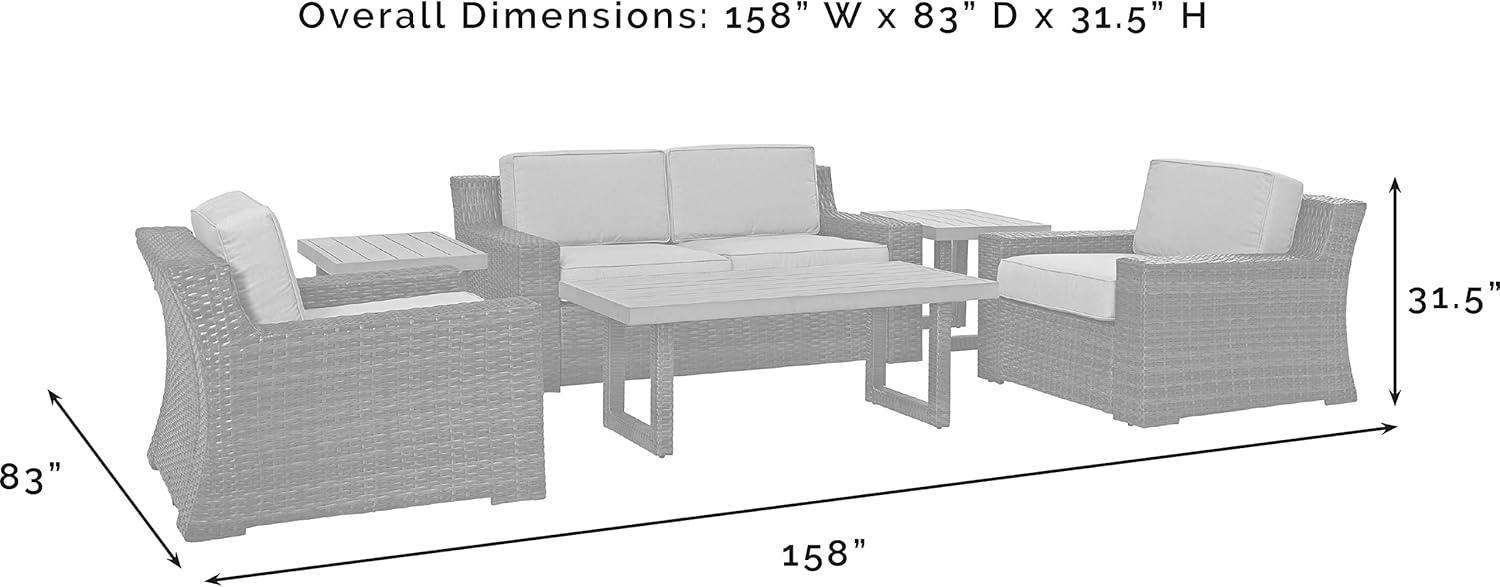 Beaufort 6pc Outdoor Wicker Conversation Set - Mist - Crosley: Steel Frame, Weather-Resistant, UV-Resistant, with Polyester Foam Cushions