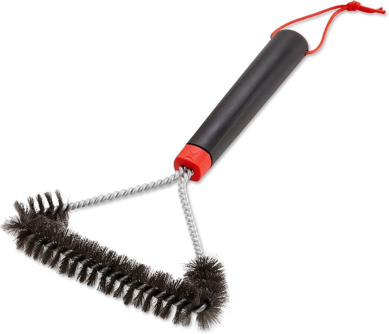 Weber 12" Black and Red Three-Sided Grill Brush