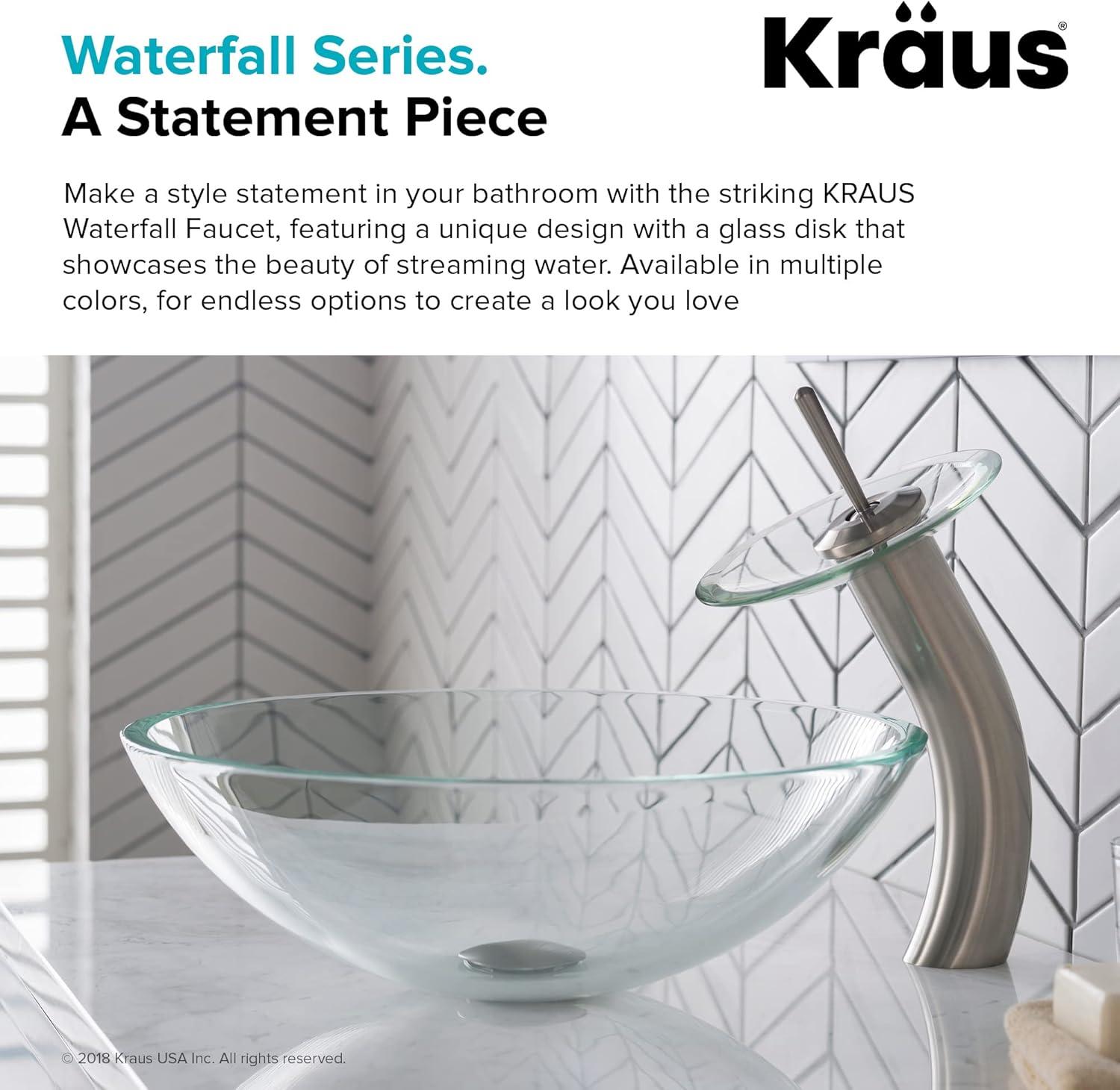 Waterfall Single Hole Single Handle Bathroom Faucet with Drain Assembly