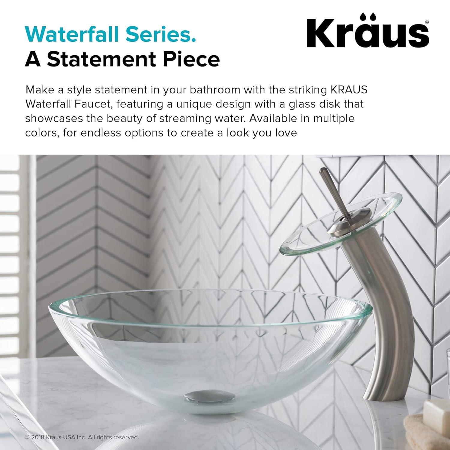 Waterfall Single Hole Single Handle Bathroom Faucet with Drain Assembly