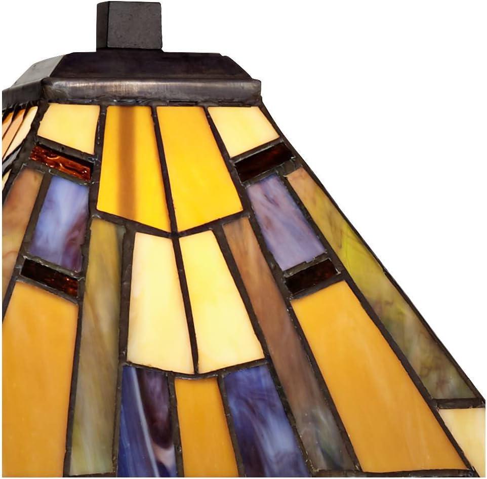 Robert Louis Tiffany Vintage Swing Arm Wall Lamp Plug-in Light Fixture Jewel Tone Stained Art Glass for Bedroom Bedside Living Room Reading Home House