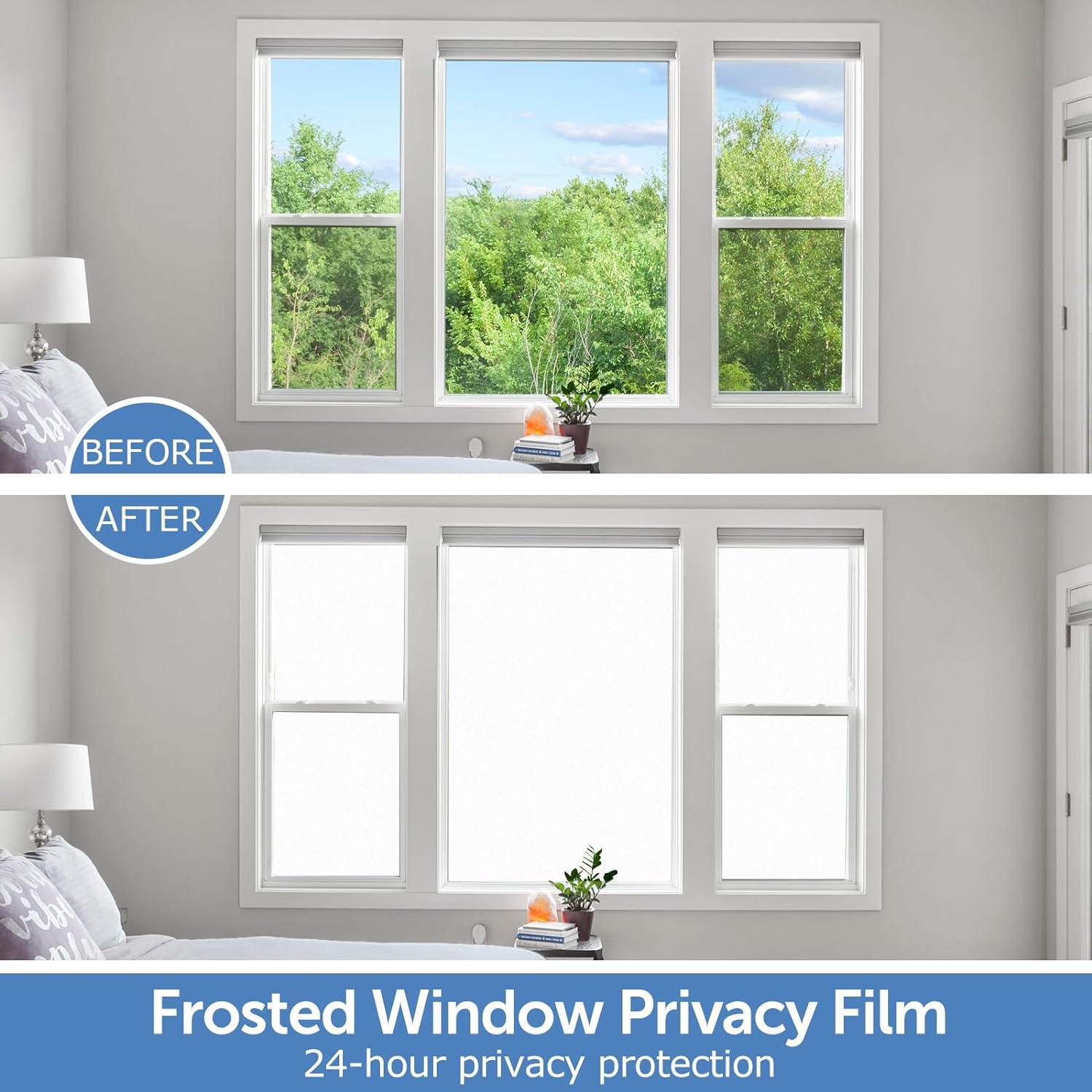 Frosted White Static Cling Window Privacy Film 35.4 x 78.7 Inch