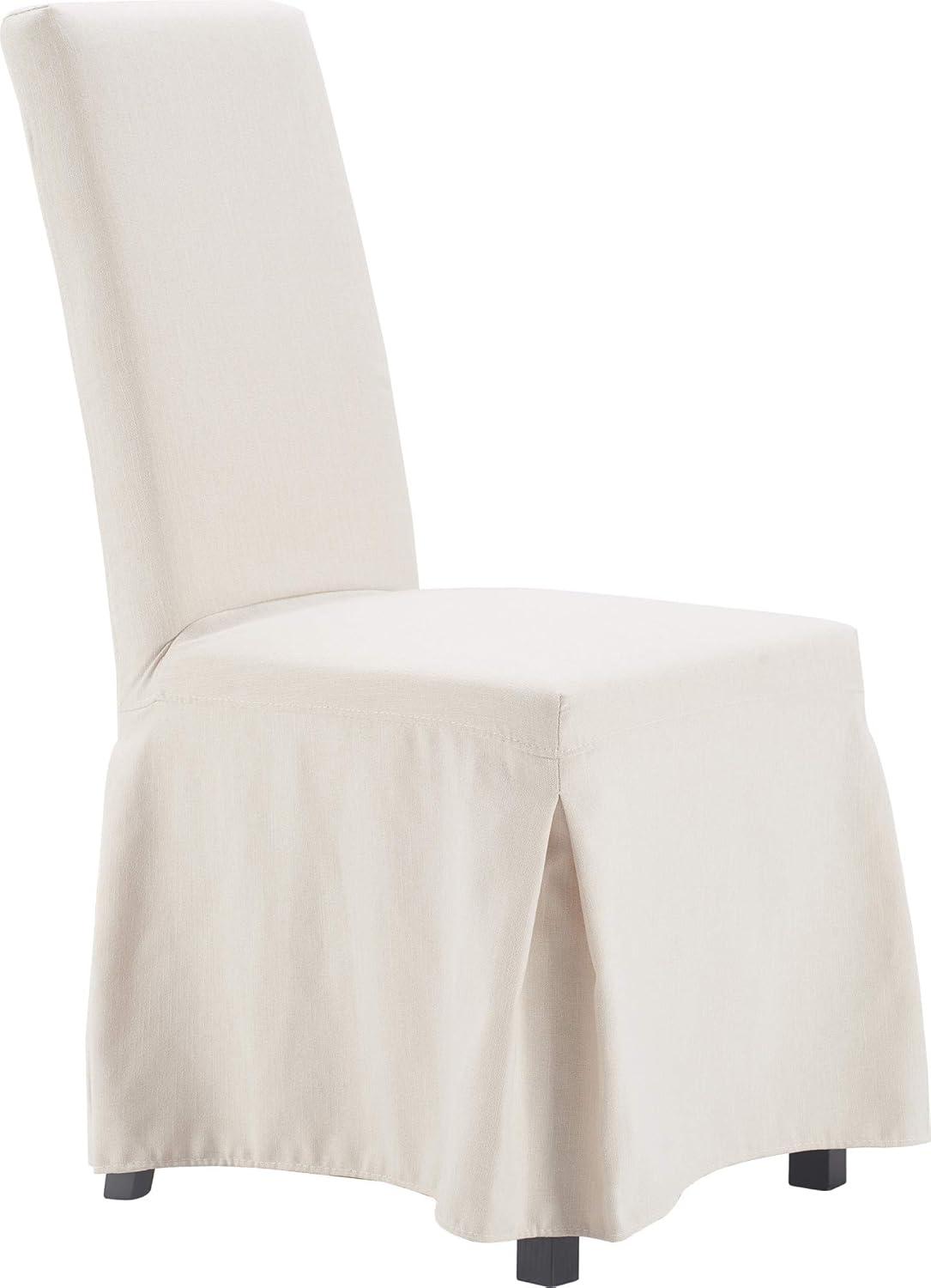 Elegant Ivory Linen Upholstered Parsons Side Chair Set of 2