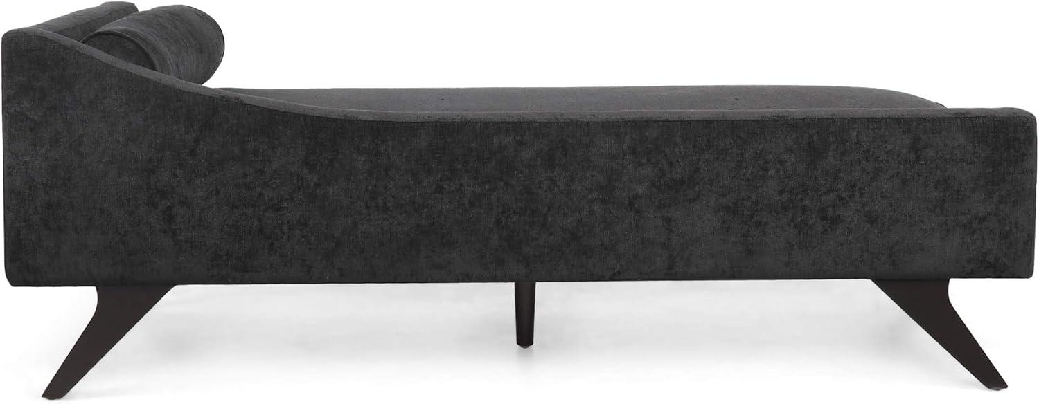 Cagle Mid Century Modern Fabric Chaise Lounge Black/Dark Brown - Christopher Knight Home