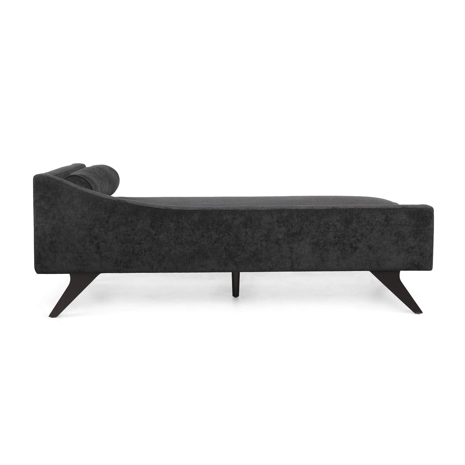 Cagle Mid Century Modern Fabric Chaise Lounge Black/Dark Brown - Christopher Knight Home
