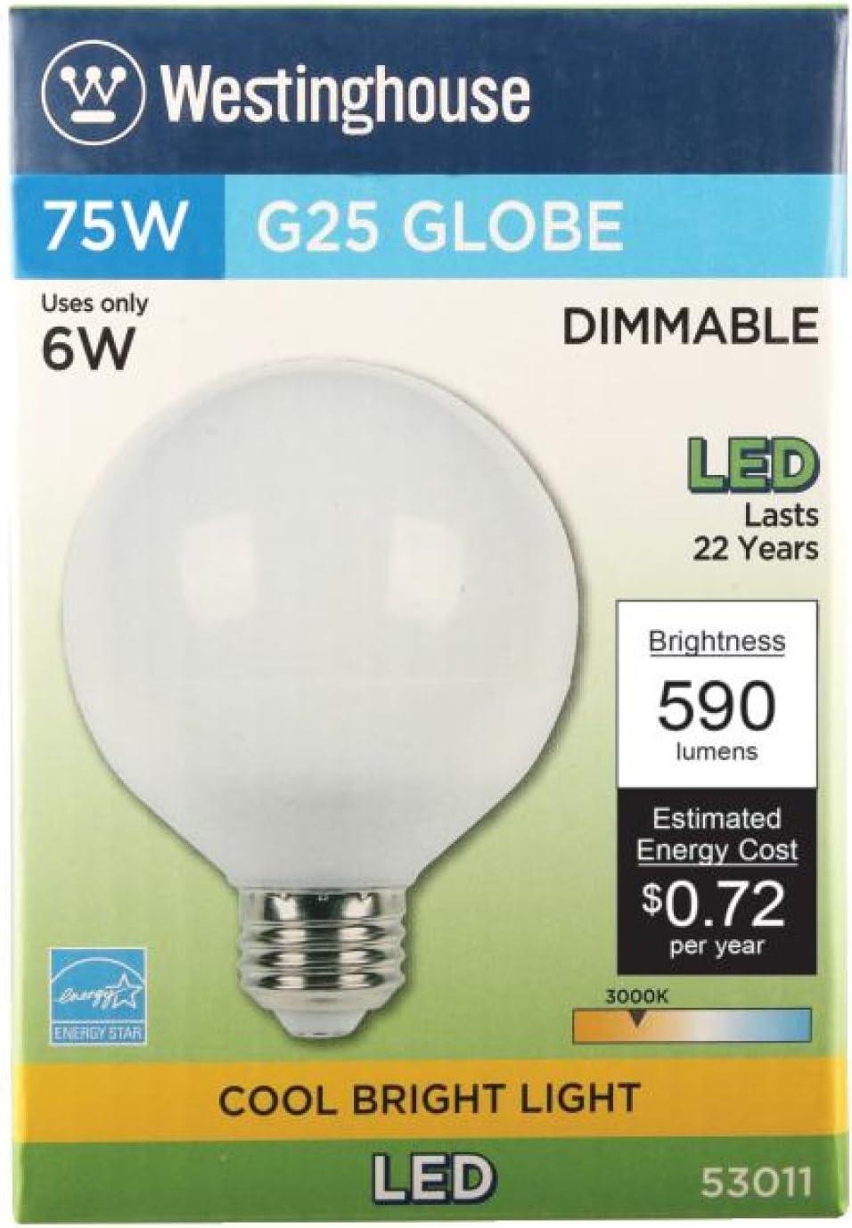 White Frosted Dimmable LED Globe Light Bulb