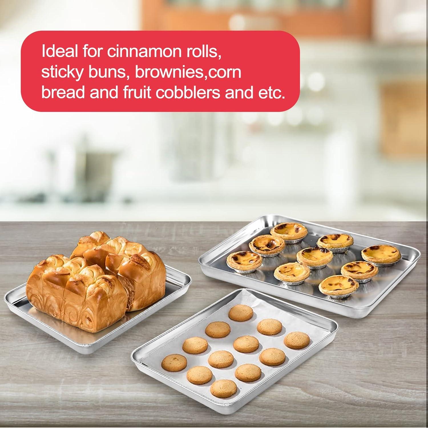 Zacfton Baking Sheet Set of 4, Stainless Steel Baking Pan Tray Cookie Sheet, Non Toxic & Healthy, Rust Free & Easy Clean & Dishwasher Safe