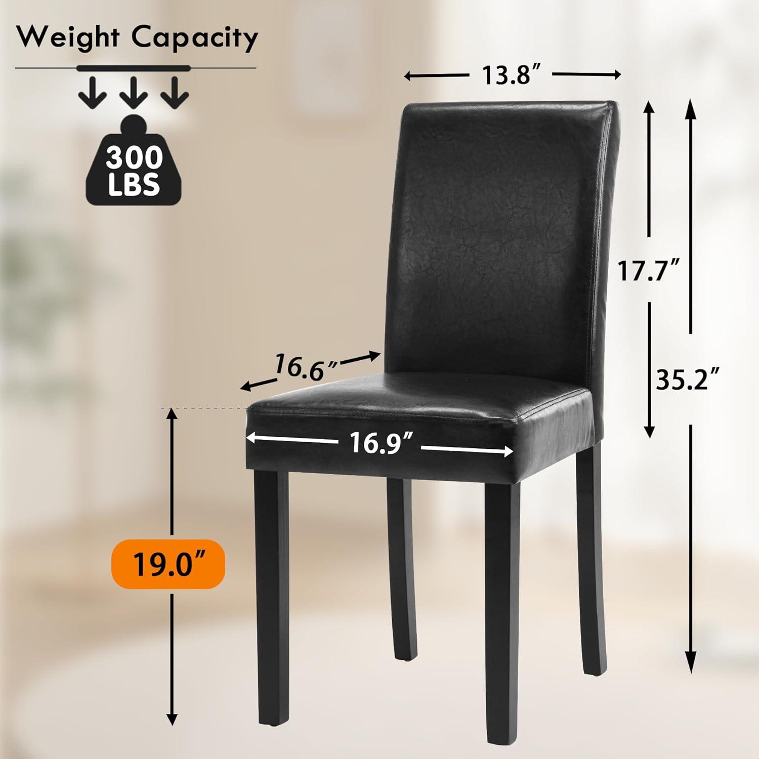 Tangkula Dining Chair Set of 4 w/ Acacia Wood Frame & Rubber Wood Legs Padded Backrest Black