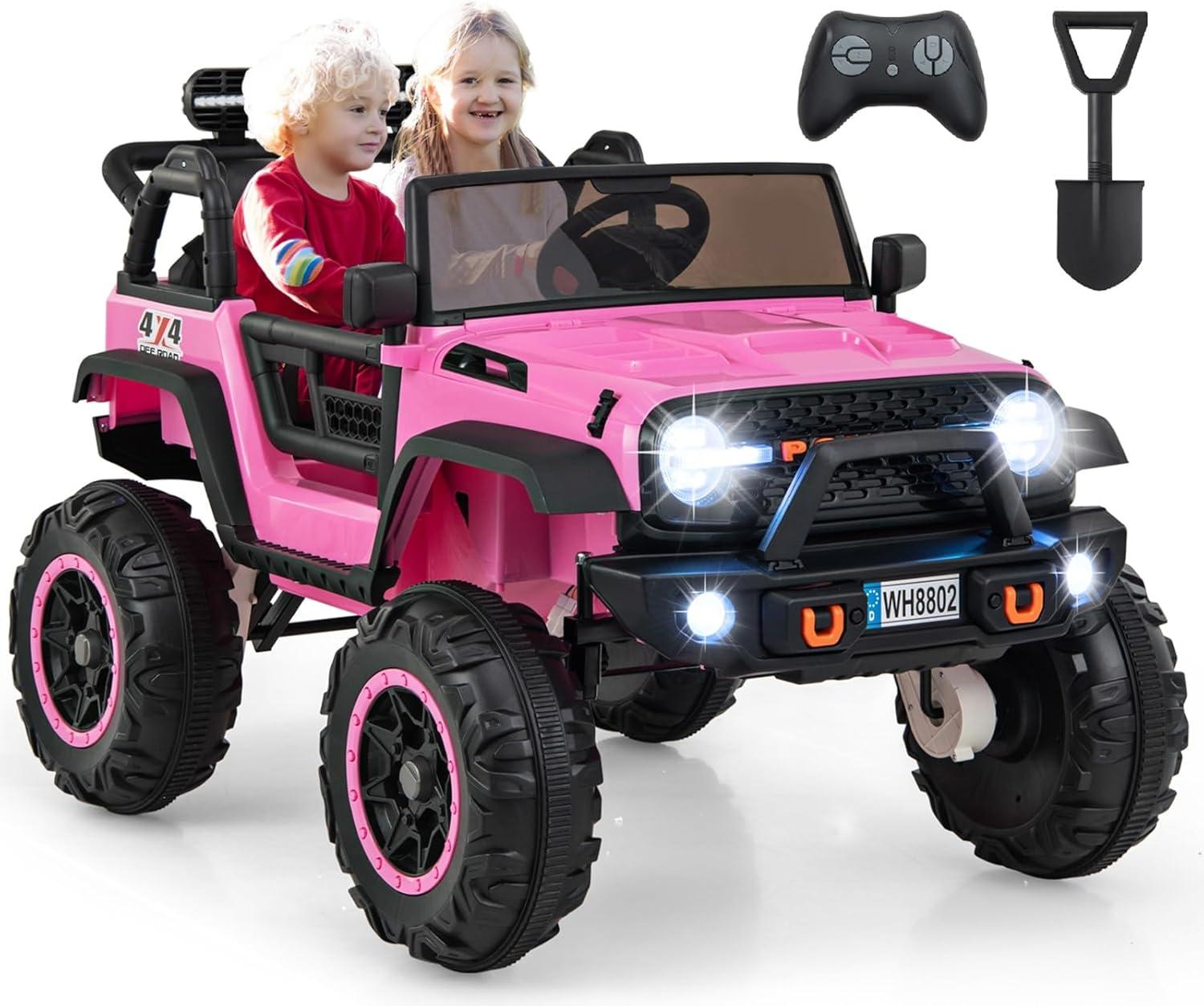 Ancheer 24V Real 2 Seater Ride On Toys Electric SUV Jeep Car With Remote Control,2WD/4WD Switchable, 4X100W Motor, Bluetooth, Music, USB, Lights