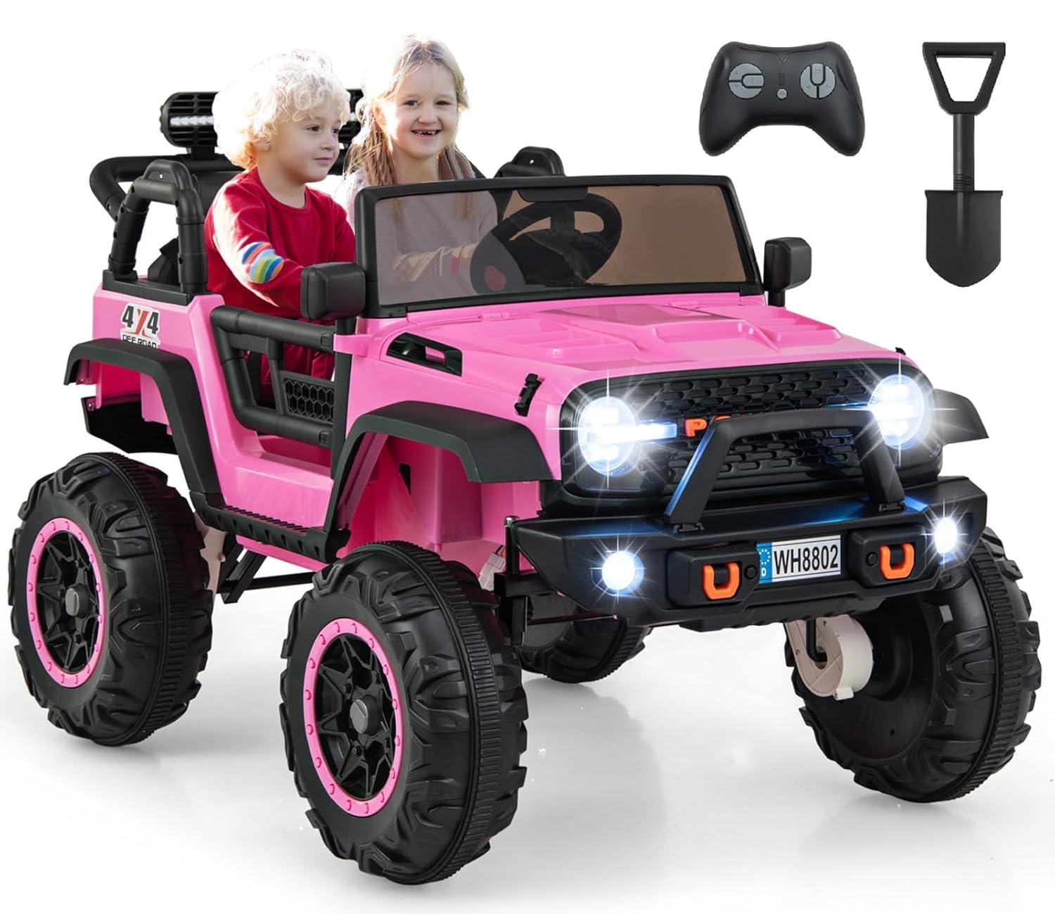 Ancheer 24V Real 2 Seater Ride On Toys Electric SUV Jeep Car With Remote Control,2WD/4WD Switchable, 4X100W Motor, Bluetooth, Music, USB, Lights