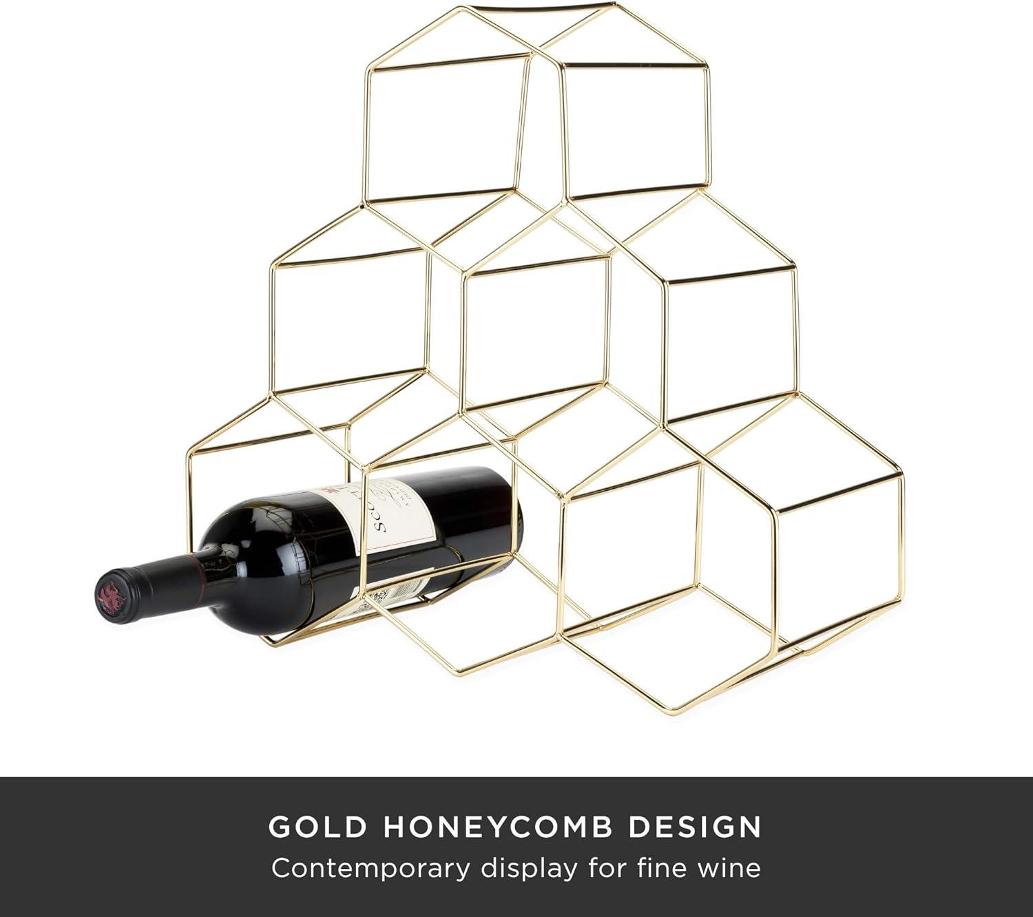 Elegant Geo Gold-Plated Iron 6-Bottle Tabletop Wine Rack