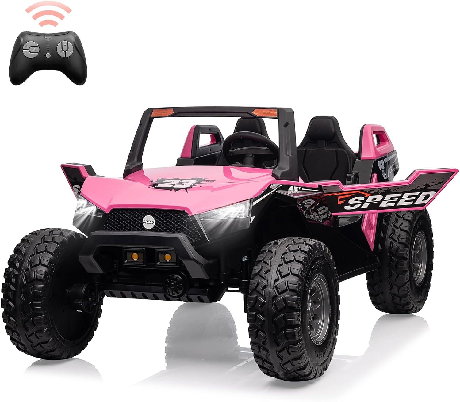 Pink 24V Dual Control 2-Seater Ride-On UTV Car