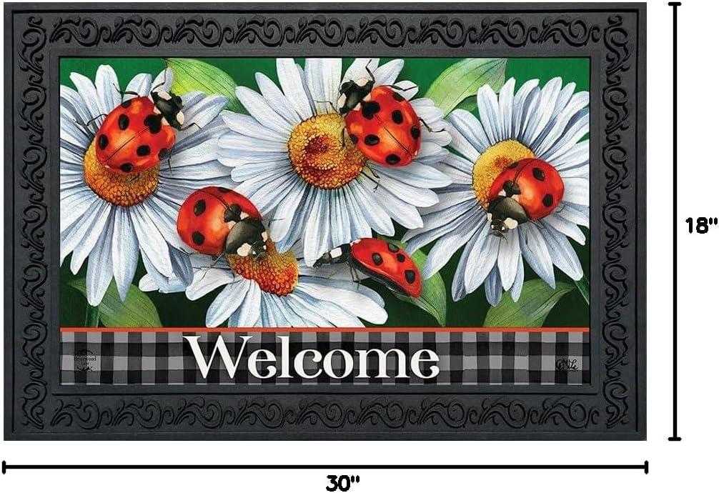 Briarwood Lane Spring Doormat 30x18 Indoor Outdoor Ladybugs and Daisies For Spring Doormat