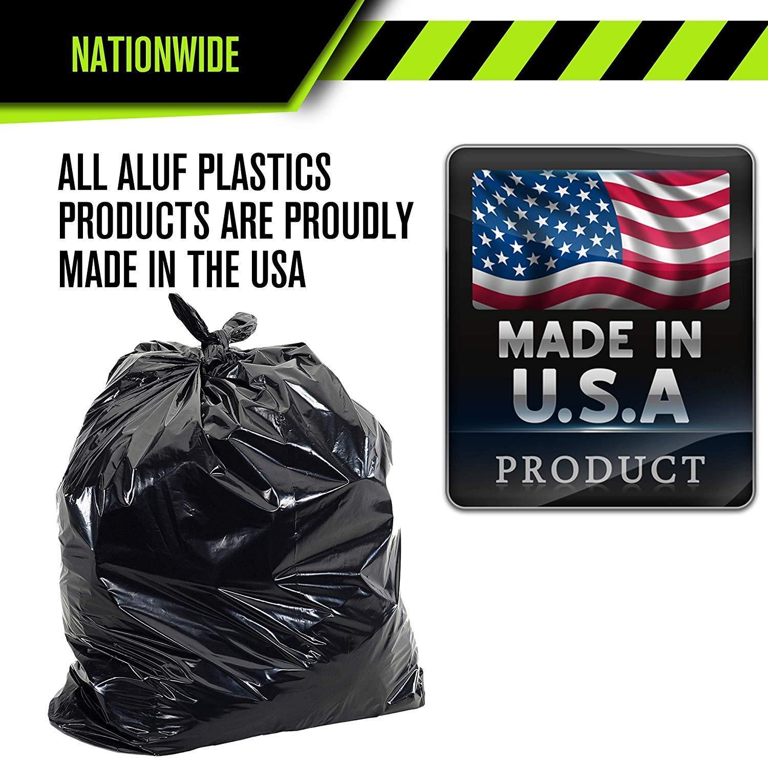 Aluf Plastics 33 Gal Black Heavy Duty Garbage Bags 1.5 Mil - 33"x 39" - Pack of 100 - For Contractor, Outdoor, Construction, & Storage