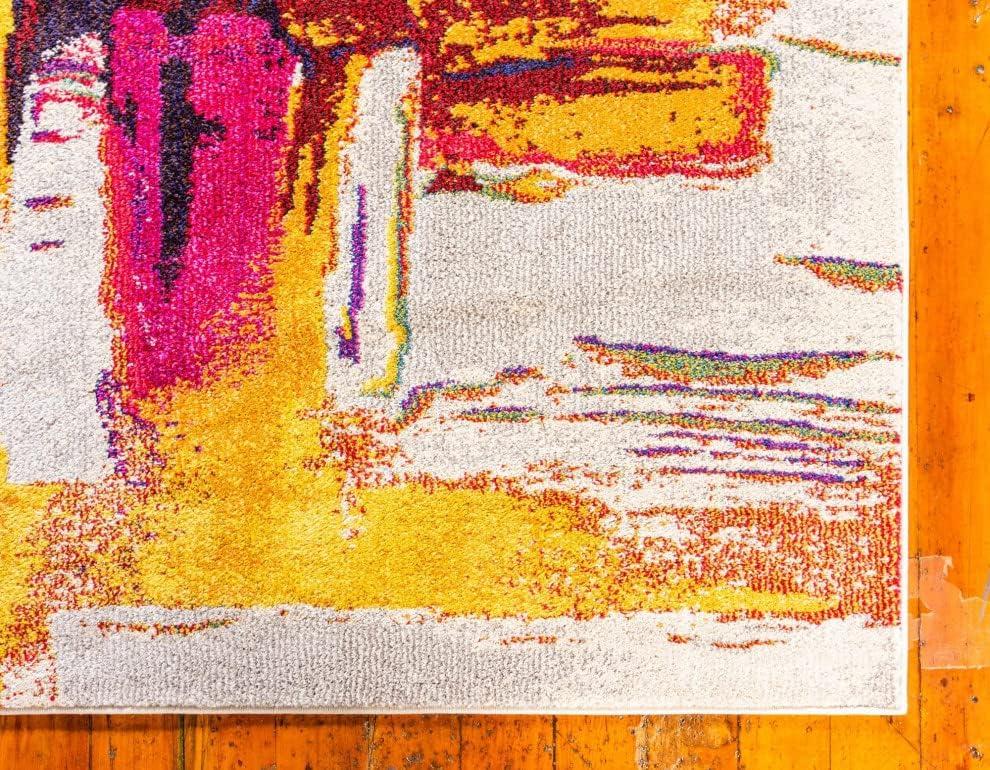 Unique Loom Estrella Collection Bright Colors, Geometric, Abstract, Modern Area Rug, 5 ft x 8 ft, Beige/Yellow