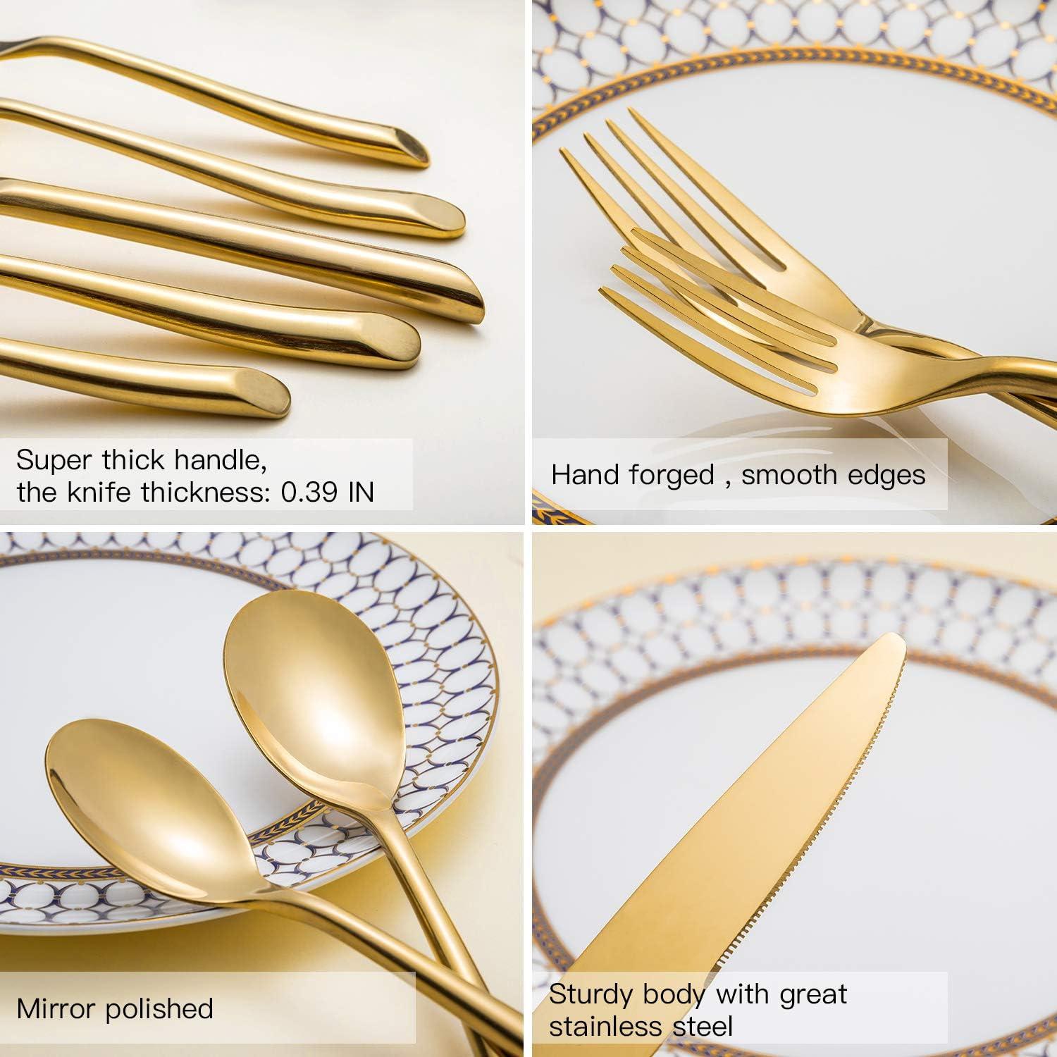 Gold Stainless Steel 20-Piece Wave Handle Flatware Set