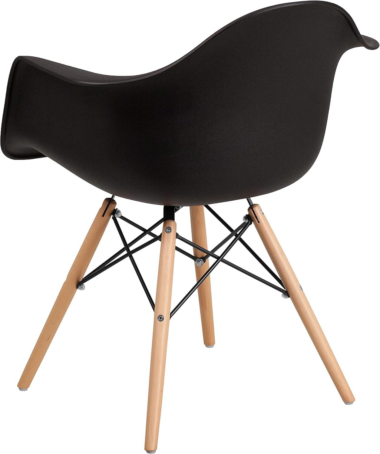 Flash Furniture Alonza Series Plastic Chair with Arms and Wooden Legs