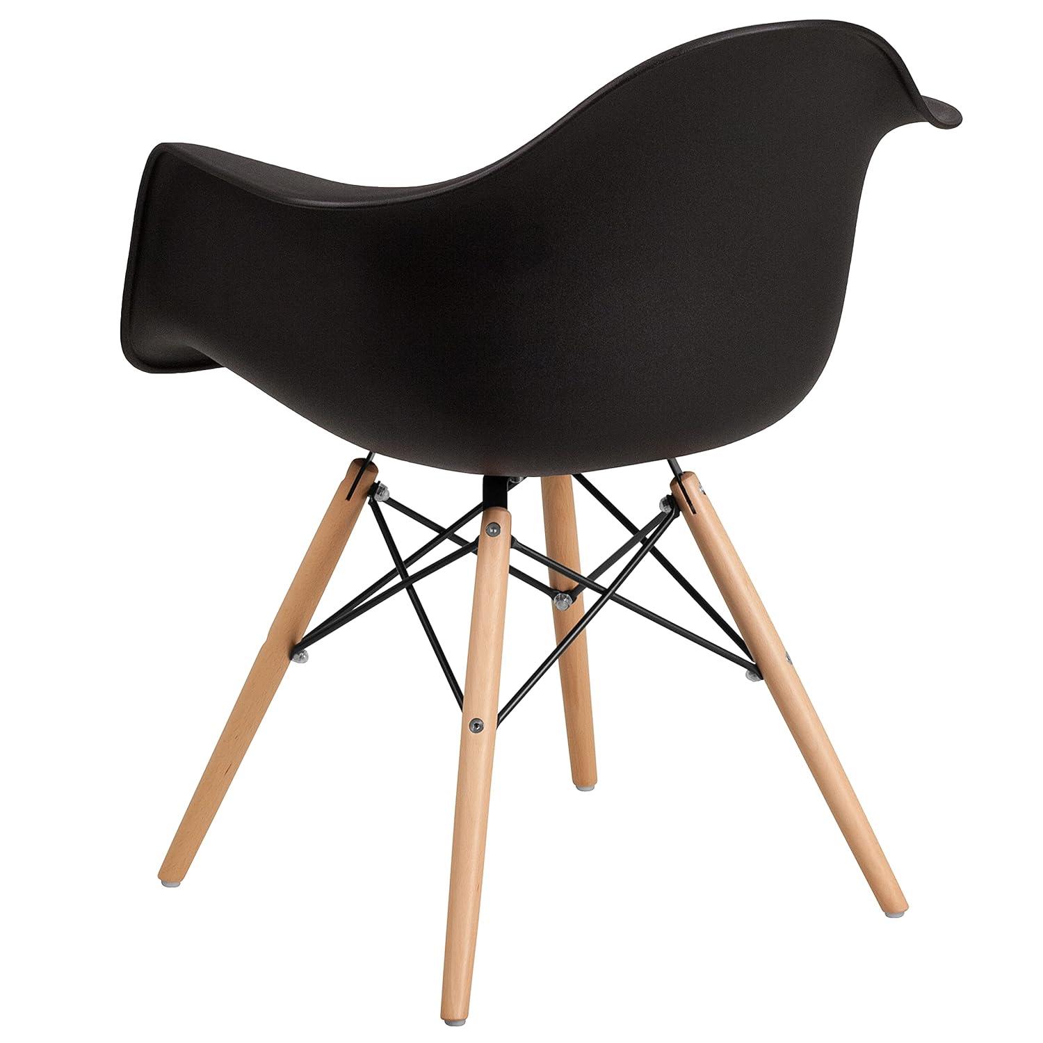 Flash Furniture Alonza Series White Plastic Chair with Wooden Legs