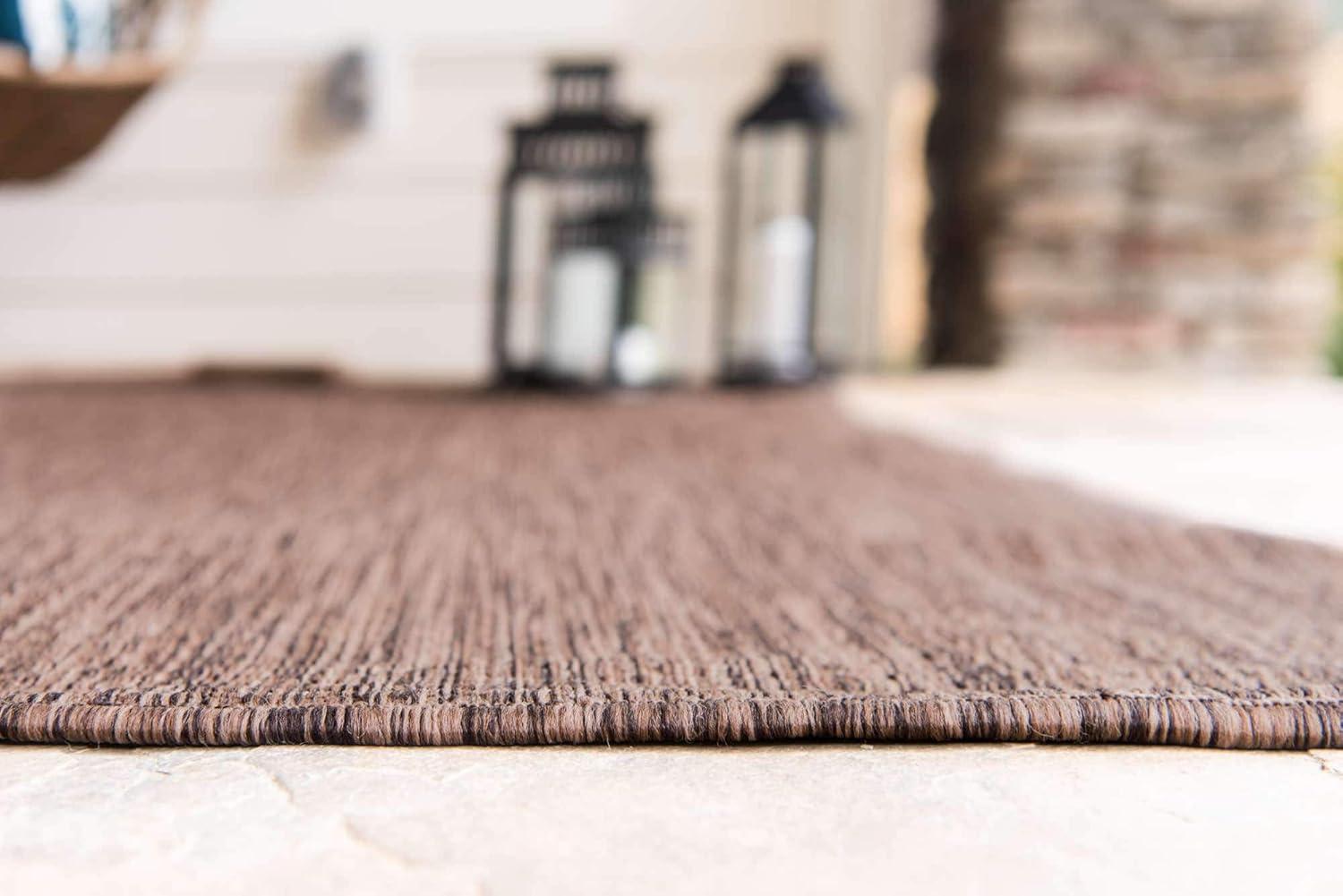 Unique Loom 4' 1 x 6' 1 Rectangle Indoor/Outdoor Solid Light Brown Area Rug