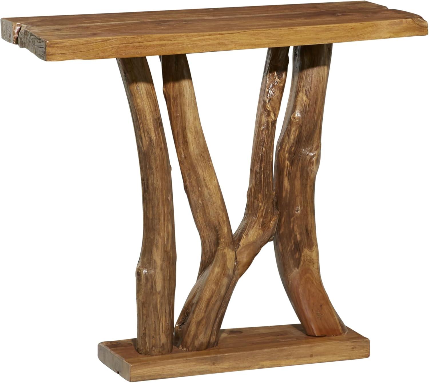 Contemporary Teak Wood Console Table Brown - Olivia & May: Sleek Entryway Furniture, Narrow Design, No Assembly Required