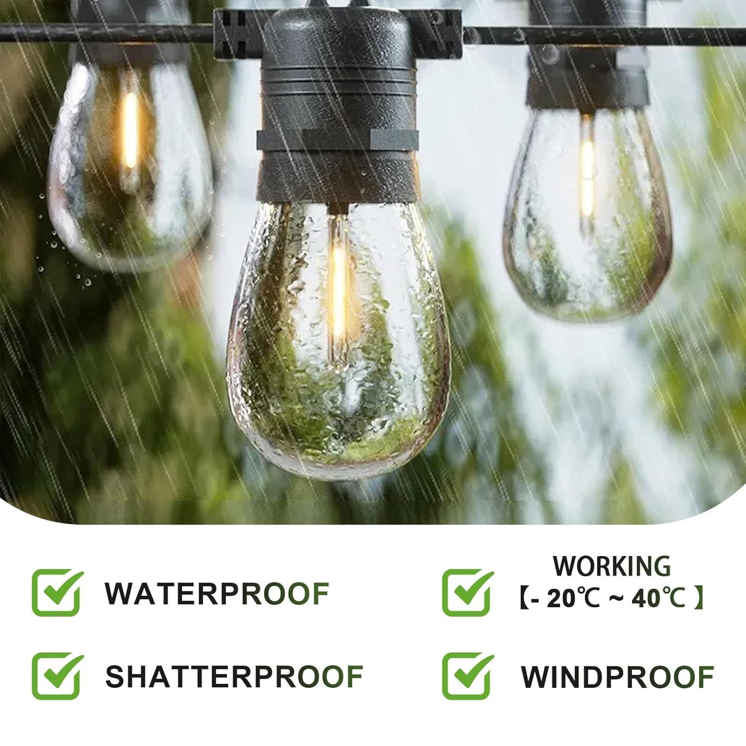 Svater Replacement Bulbs for Outdoor String Lights, 15 Pack S14 LED Bulbs for Patio, E26 Base 1W Bulb Equal to 11W Incandescent, Dimmable,Shatterproof 2700K Warm White