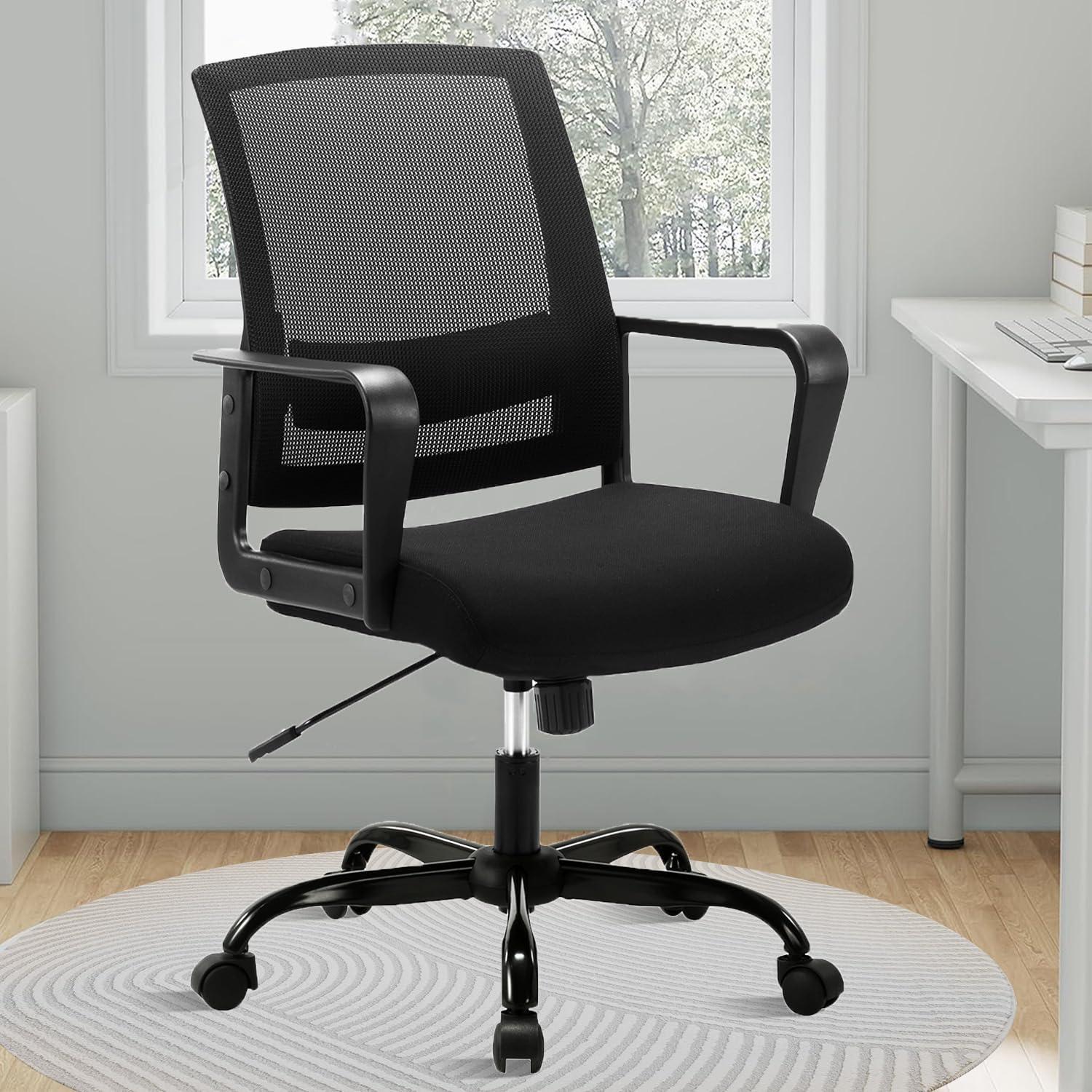 CLATINA Ergonomic Rolling Mesh Desk Chair with Executive Lumbar Support and Adjustable Swivel Design for Home Office Computer BIFMA Certified Black 2Pack