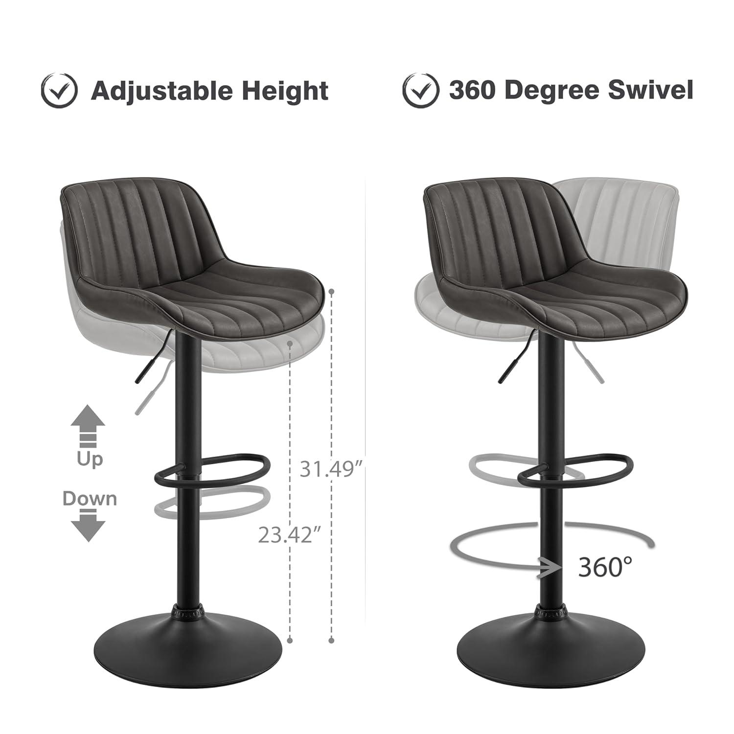 17 Stories Set of 2 Open Backrest Adjustable Swivel Barstools